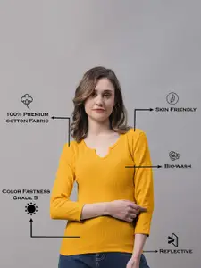 FBAR Notch Neck Regular Cotton Casual Top