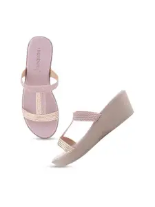 DressBerry Purple Textured Wedge Heels