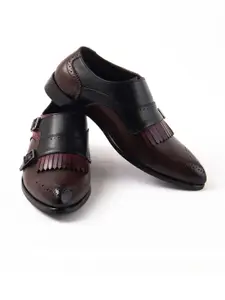 MONKSTORY Men Perforations Round Toe Monks Shoes