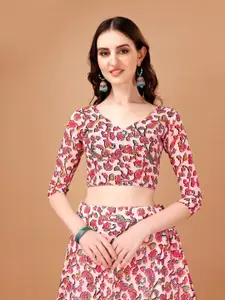 KALINI Printed Semi-Stitched Lehenga & Unstitched Blouse With Dupatta