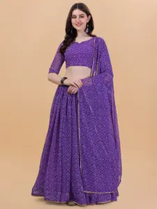 KALINI Printed Semi-Stitched Lehenga & Unstitched Blouse With Dupatta