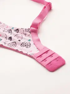 DressBerry Pink Conversational Printed Full Coverage Lightly Padded Bra & All Day Comfort