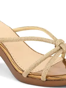 XE Looks Embellished Open Toe Block Heels