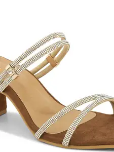 XE Looks Embellished Open Toe Block Heels