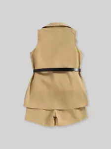 INCLUD Girls Notched Collar Coat with Shorts