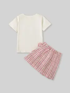 INCLUD Girls Graphic Printed T-Shirt With Skirt