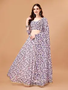 KALINI Printed Semi-Stitched Lehenga & Unstitched Blouse With Dupatta