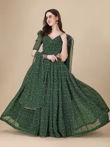 KALINI Printed Semi-Stitched Lehenga & Unstitched Blouse With Dupatta