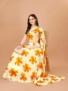 KALINI Printed Semi-Stitched Lehenga & Unstitched Blouse With Dupatta