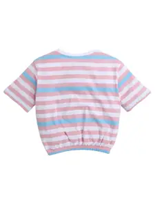 BAESD Girls Horizontal Striped Pure Cotton Cinched Waist Crop Top