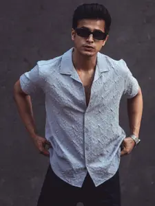 Powerlook Self Design Casual Shirt