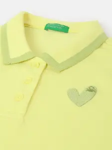United Colors of Benetton Girls Polo Collar Short Sleeves Regular Fit Pure Cotton T-shirt