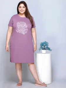 IN Love Plus Size Graphic Printed Pure Cotton T-shirt Nightdress