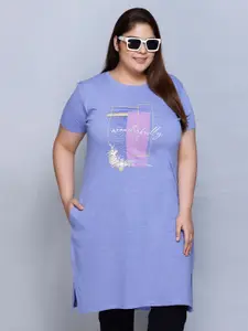 IN Love Plus Size Abstract Printed Pure Cotton T-shirt Nightdress