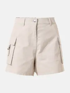 ONLY Women High-Rise Pure Cotton Cargo Shorts