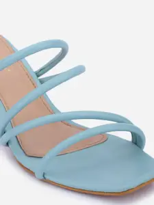 DressBerry Blue Strappy Block Heels