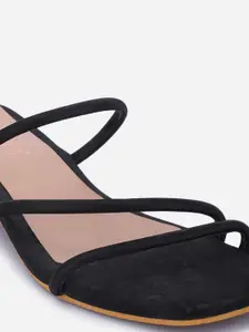 DressBerry Black Open Toe Block Heels