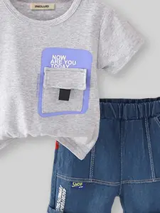 INCLUD Boys Printed  Short Sleeve Pocket T-shirt & Shorts Clothing Set