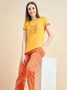 ETC Typography Printed Round Neck Night suit