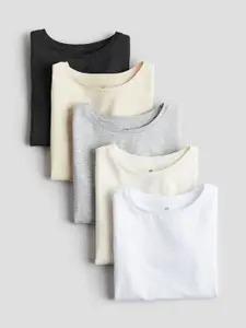 H&M Girls 5-Pack Cotton T-shirts