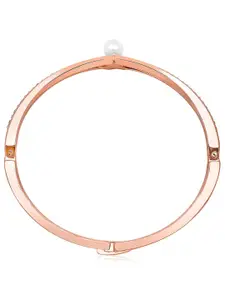 Peora Cubic Zirconia Rose Gold Plated Bangle Style Bracelet