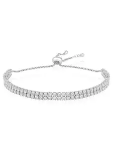 Peora Women Cubic Zirconia Silver-Plated Wraparound Bracelet
