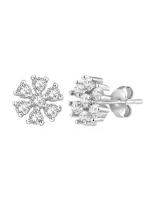 Peora Silver-Plated Cubic Zirconia Studded Contemporary Studs Earrings