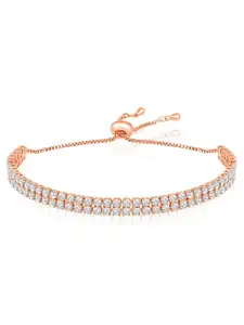 Peora Cubic Zirconia Rose Gold-Plated Wraparound Bracelet