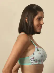 Soie Floral Printed Medium Coverage Lightly Padded Bra  With All Day Comfort