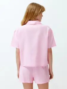 Trendyol Shirt Collar Cotton Night suit