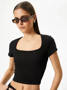 Koton Scoop Neck Fitted Crop Top
