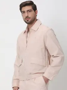 Mufti Slim Fit Seersucker Spread Collar Cotton Bomber Jacket