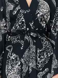 Trendyol Abstract Printed Long Sleeves Mini Robe