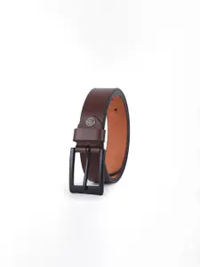 The Roadster Lifestyle Co. Brown Men Textured Leather Tang Closure Belt