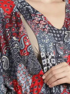 Secret Wish Geometric Printed V-Neck Maternity Kaftan Nightdress