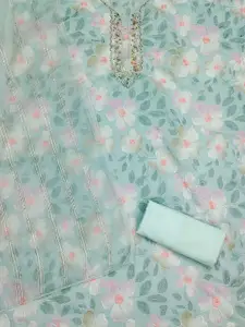 KALINI Floral Embellished Organza Unstitched Dress Material