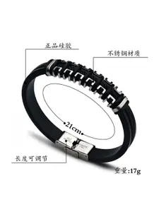 MEENAZ Men Silver-Plated Stainless Steel Wraparound Bracelet
