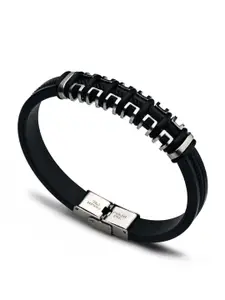 MEENAZ Men Silver-Plated Stainless Steel Wraparound Bracelet