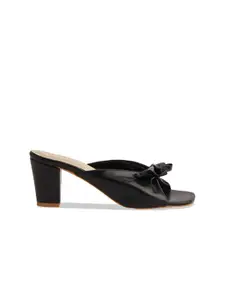 ERIDANI Open Toe Bows Detail Block Heels