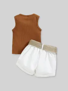 INCLUD Girls Self Design Sleeveless Top With Shorts