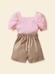 INCLUD Girls Square Neck Top with Skirt