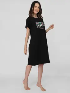 Duchess Typography Printed Round Neck T-shirt Nightdress