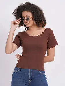 SIGHTBOMB Scoop Neck Short Sleeves Cotton Top