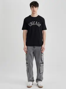 DeFacto Typography Printed Round Neck Short Sleeves Cotton T-shirt