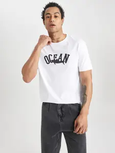 DeFacto Typography Printed Round Neck Short Sleeves Cotton T-shirt