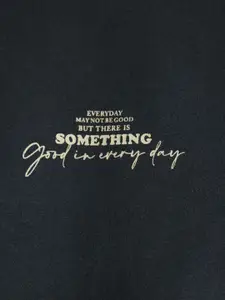 DeFacto Typography Printed Drop-Shoulder Sleeves Cotton T-shirt