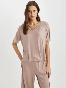 DeFacto Vertical Striped V-Neck Top