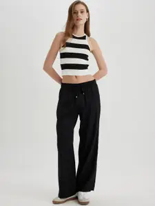 DeFacto Horizontal Striped Sleeveless Fitted Crop Top
