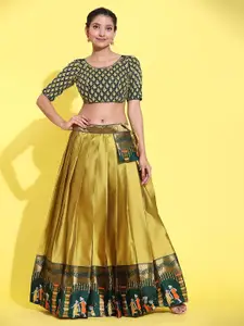 Fabcartz Semi-Stitched Lehenga & Unstitched Blouse With Dupatta