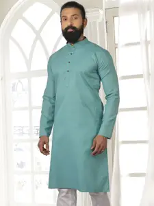 Anouk Sea Green Mandarin Collar Cotton Kurta